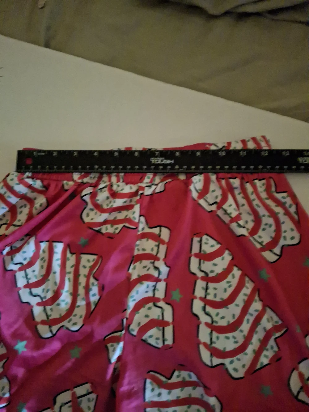 Women's Bright Pink Short Pajama Set Featuring Christmas Tree Cakes